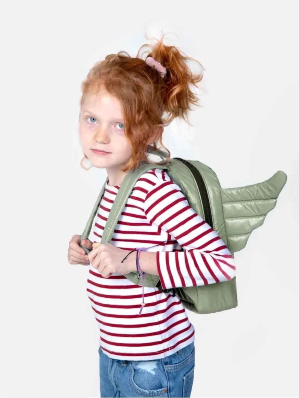 7 AM Enfant Wing Quilted Backpack in Sage Green NWT